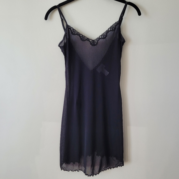 La Senza Black Sheer Mesh and Lace Trimmed Chemise  Size S - Picture 10 of 11